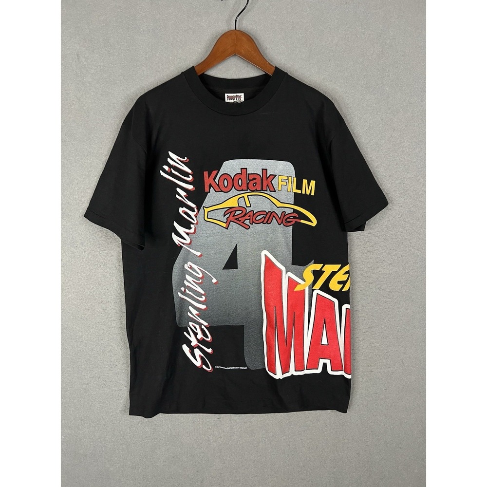 Vintage Nascar Shirt Mens Large Black Sterling‎ Marlin All Over Print Oneita 90s